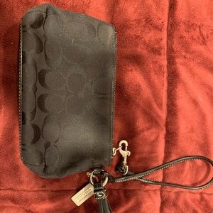 Black coach signature wristlet